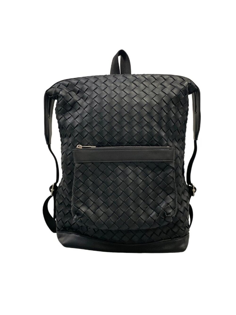 Bottega Veneta Backpack Intrecciato Black External Pocket Leather